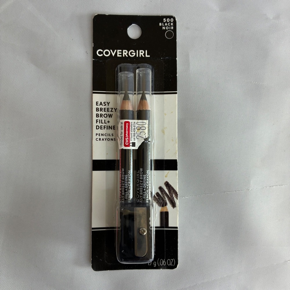 COVERGIRL Easy Breezy Brow Fill Define NEW Pencils 500 Black Noir 2-Pack